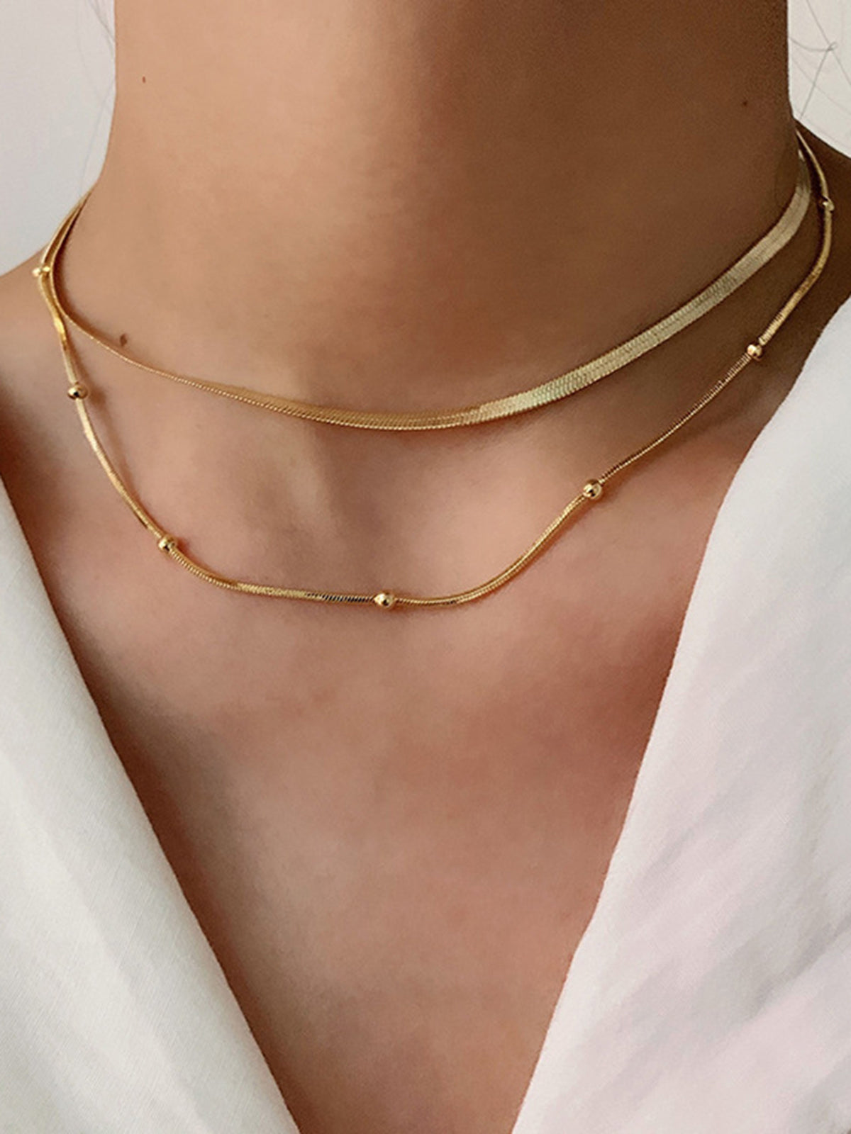 Tranquility Double Graceful Layers Necklace Gold / One Size Necklaces Main image