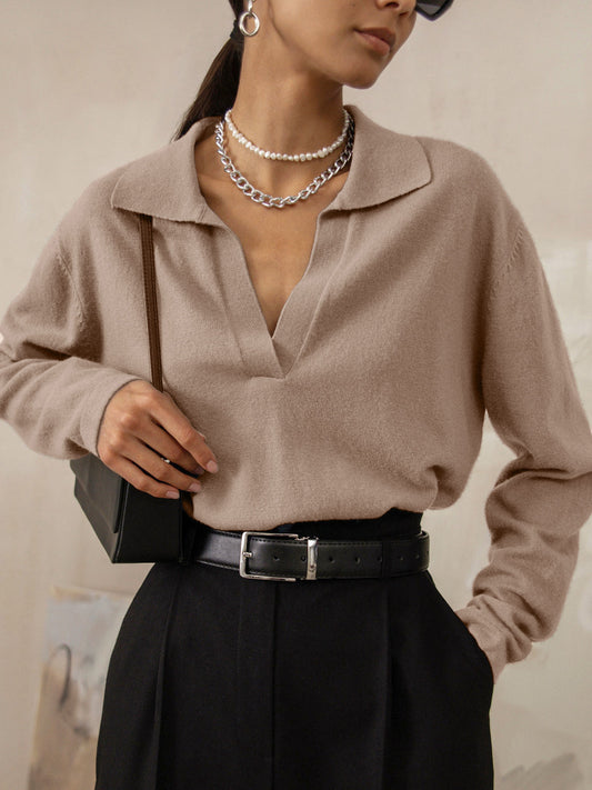 Leisure Collared Graceful Pullover Sweater