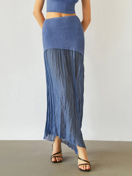 Sea Breeze Graceful Patchwork Maxi Skirt