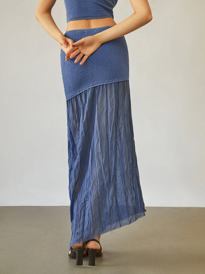 Sea Breeze Graceful Patchwork Maxi Skirt