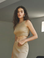 Classic Solid Graceful Crop Sweater Vest Sweaters L