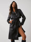 City Faux Graceful Leather Trench Coat Black / XS Trench Coats
