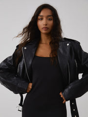 City Walk Graceful Faux Leather Jacket Black / S PU Leather Jackets