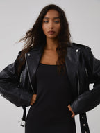 City Walk Graceful Faux Leather Jacket Black / S PU Leather Jackets
