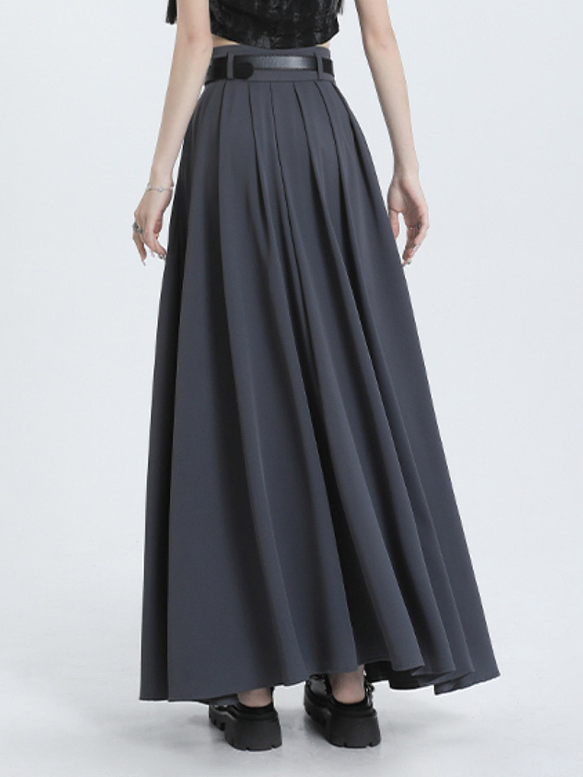 Modern Academia Graceful Pleat Maxi Skirt