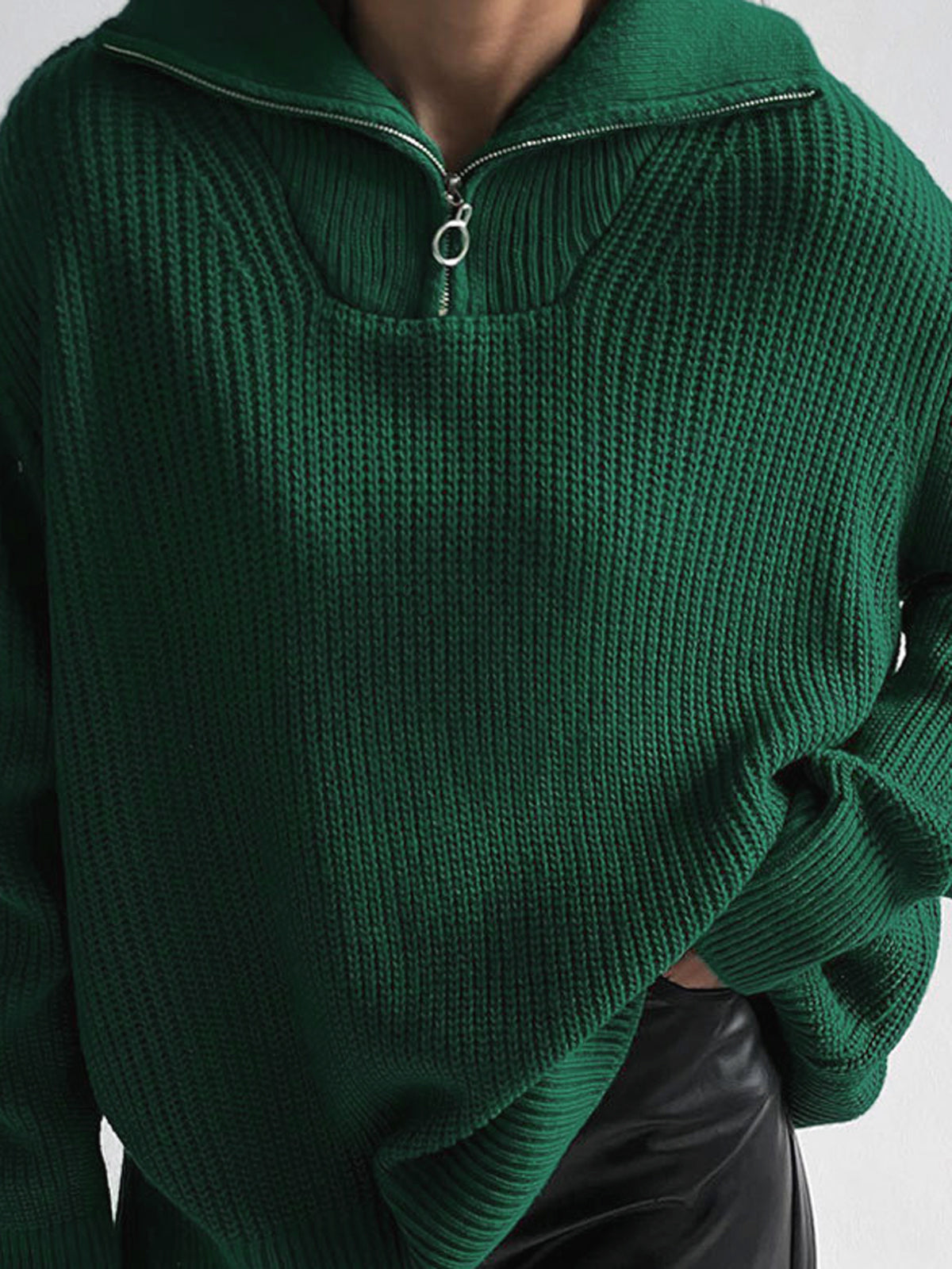 Oversized Utility Graceful Zippered Sweater