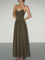 Bustier Corset Open Trendy Back Long Tank Dress Knit Dresses