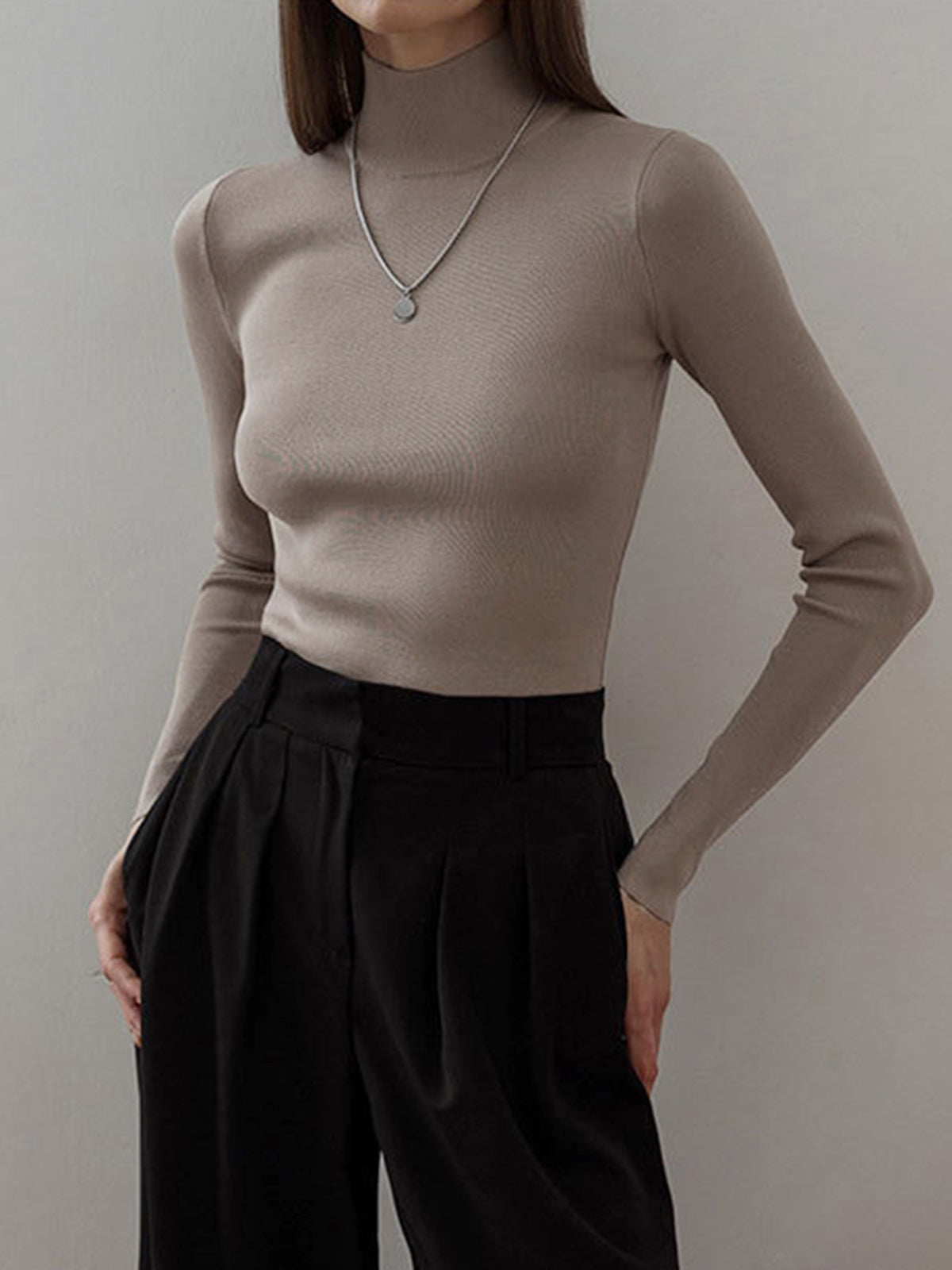 Everyday Long Graceful Sleeve Knit Top Camel / XS Sweaters L