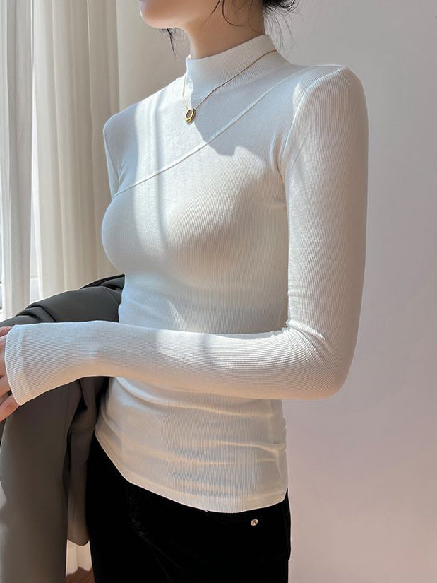 Vanilla Mock Neck Trendy Long Sleeve Top