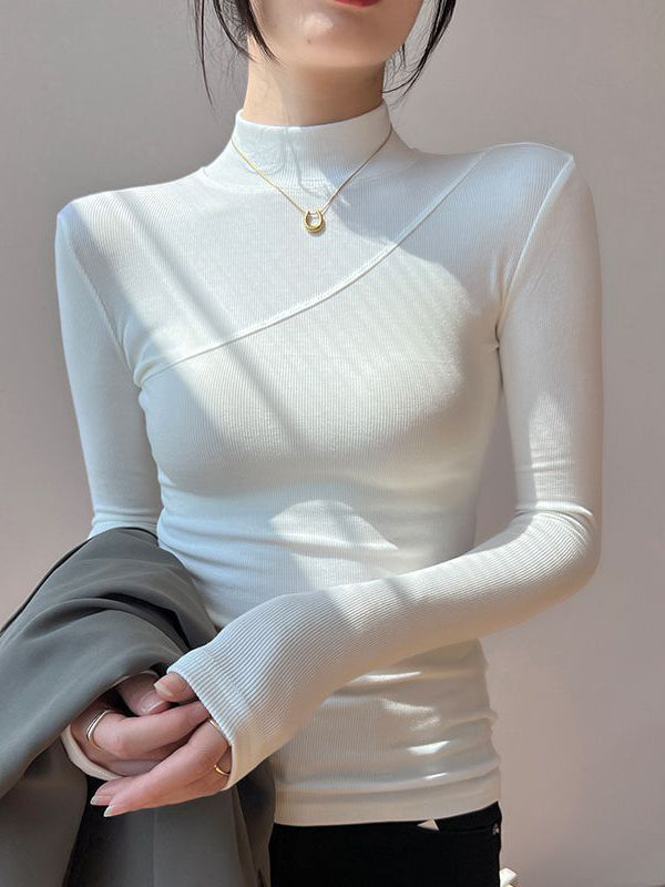 Vanilla Mock Neck Trendy Long Sleeve Top