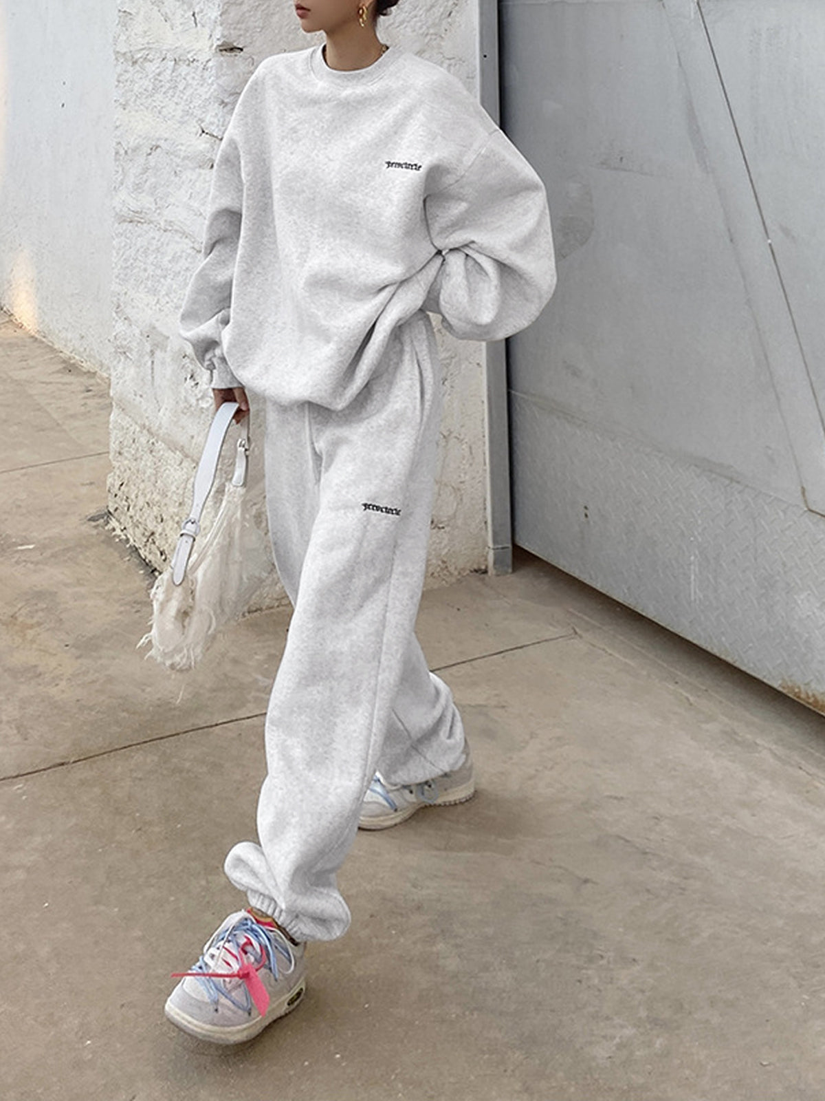 Minimalism Oversized Two Piece Modern Long Sleeve Pants Set White / XS Pant Sets Main image