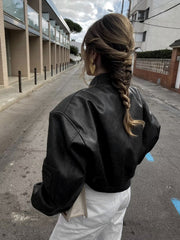 Minimalism Faux Graceful Leather Jacket PU Leather Jackets