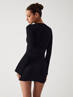 Criss Cross Long Trendy Sleeve Short Dress Dresses