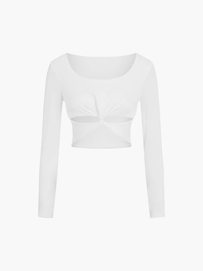 Twist Long Graceful Sleeve Crop Shirt