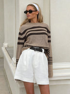 Stay Lifted Graceful Stripe Sweater Khaki / XS Sweaters L