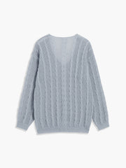 Cable Knit Graceful Oversized Sweater Sweaters L