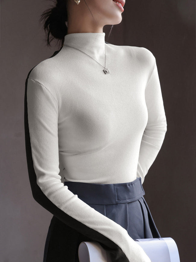 Double Sided Colorblock Long Sleeve Top White / XS T Shirts Main image