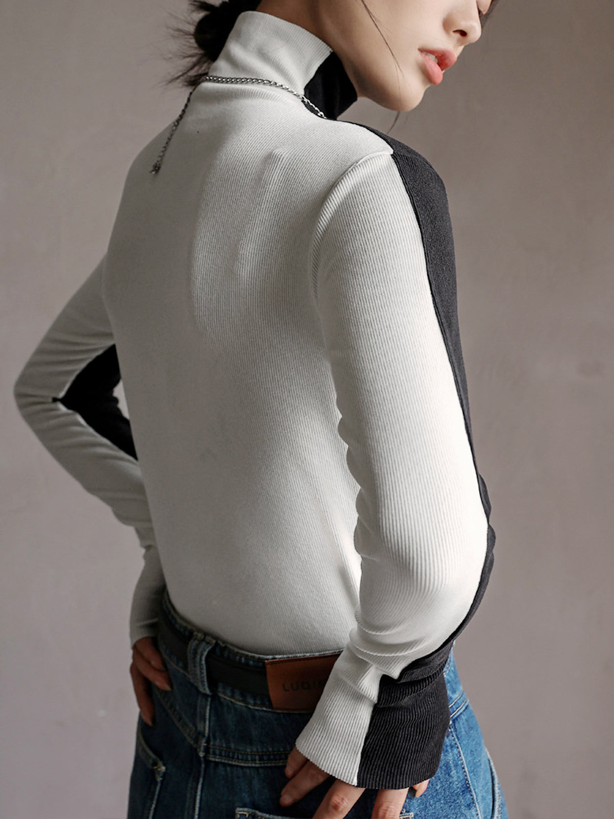 Double Sided Colorblock Long Sleeve Top T Shirts