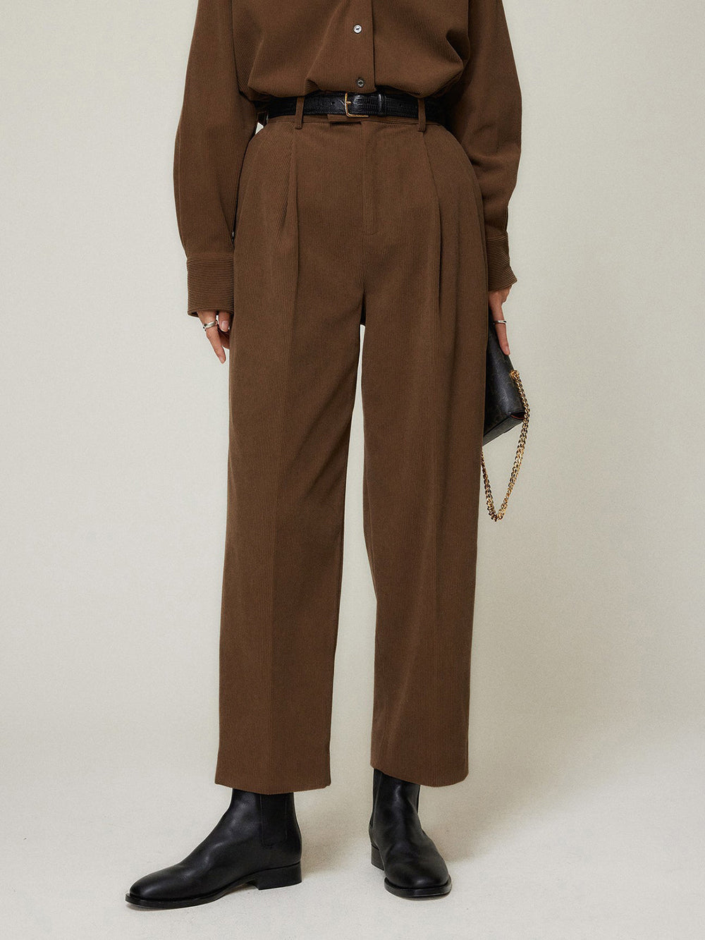 Caramel Smart Cropped Trendy Straight Leg Pants Pants