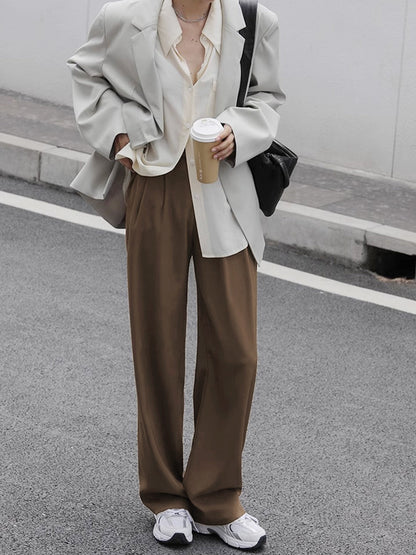 Lavish Style Pleat Trendy Wide Leg Pants