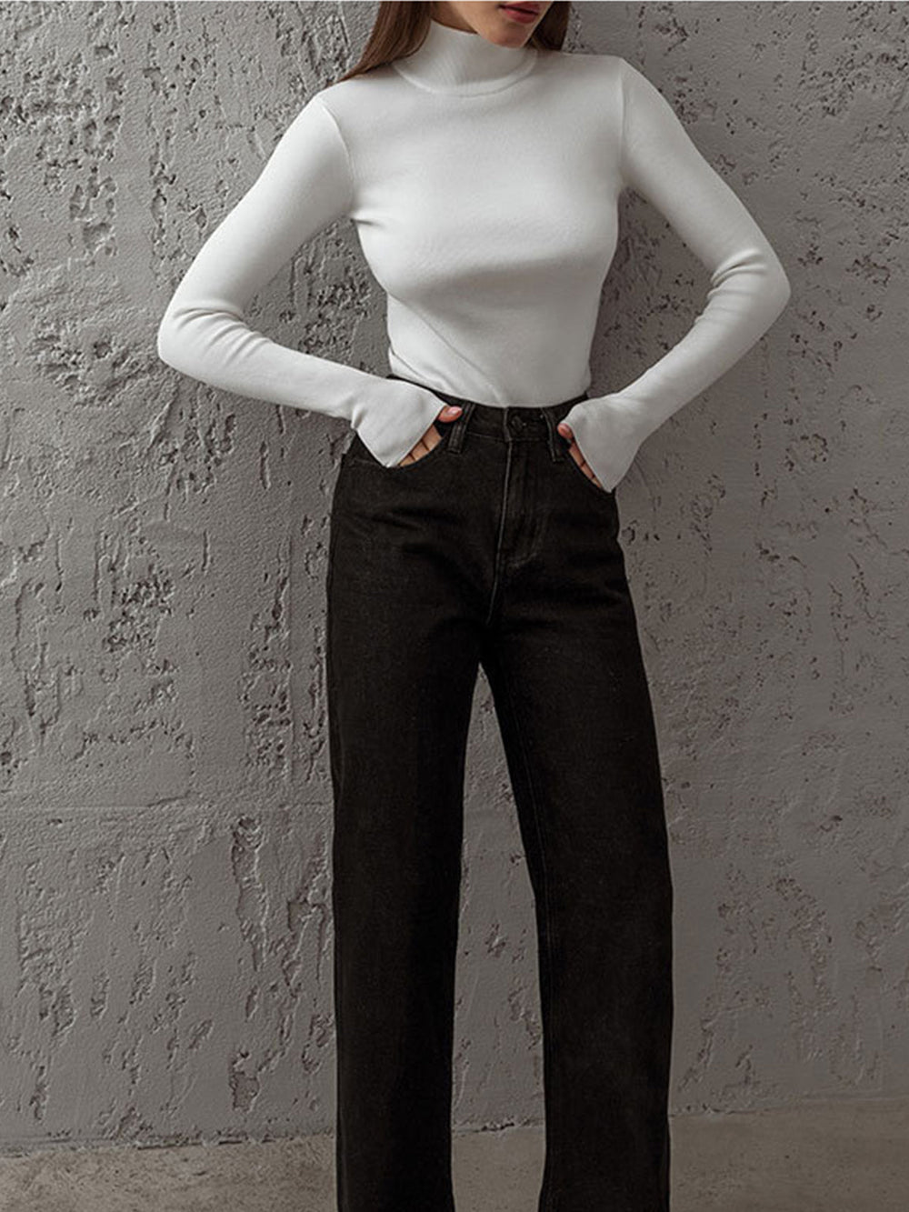 Everyday Long Graceful Sleeve Knit Top Sweaters L