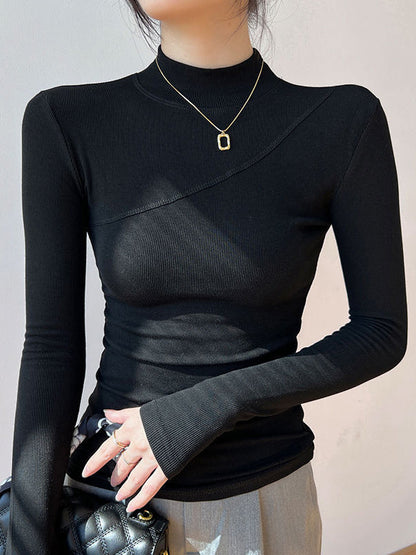 Vanilla Mock Neck Trendy Long Sleeve Top