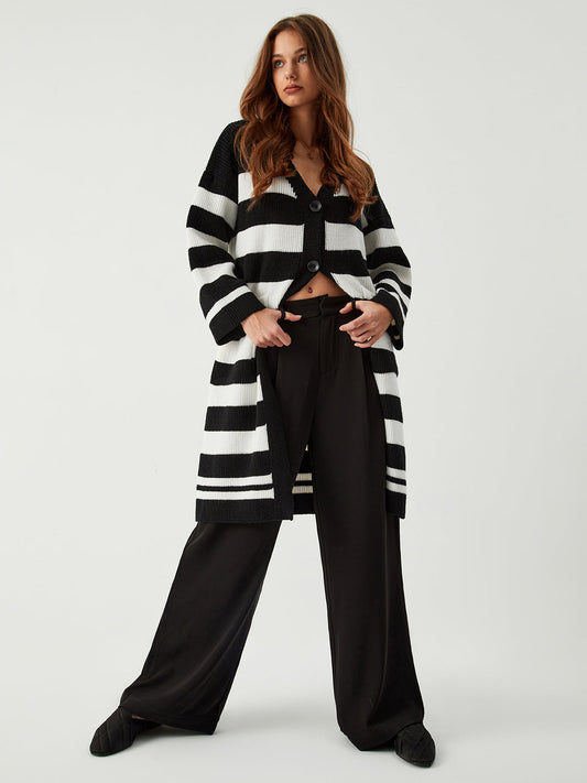 Stripe Charming Long Cardigan