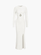 Coastal Allure Knotted Trendy Long Sweater Dress White / XS Sweaters L