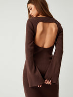 Cinnamon Open Back Long Modern Sleeve Long Sweater Dress Sweaters L