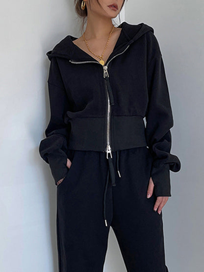 Zip Up Graceful Crop Hoodie