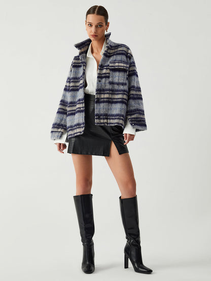 Plaid Charming Fuzzy Jacket