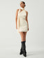 Vanilla Satin Halter Trendy Open Back Short Dress Apricot / S Dresses
