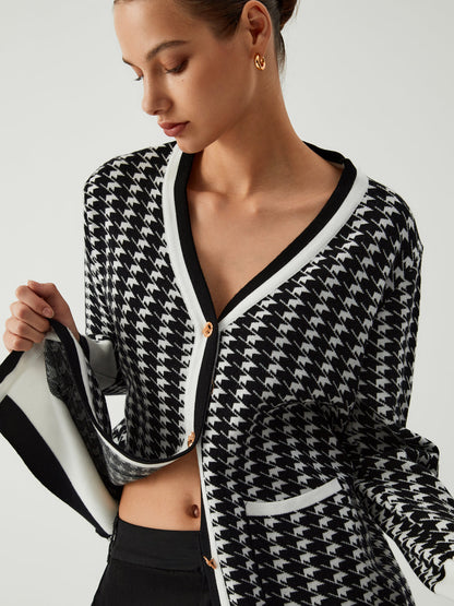 Leisure Charming Houndstooth Cardigan