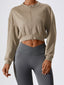 Zip Up Graceful Rib Crop Sweatshirt Khaki / S Sweatshirts