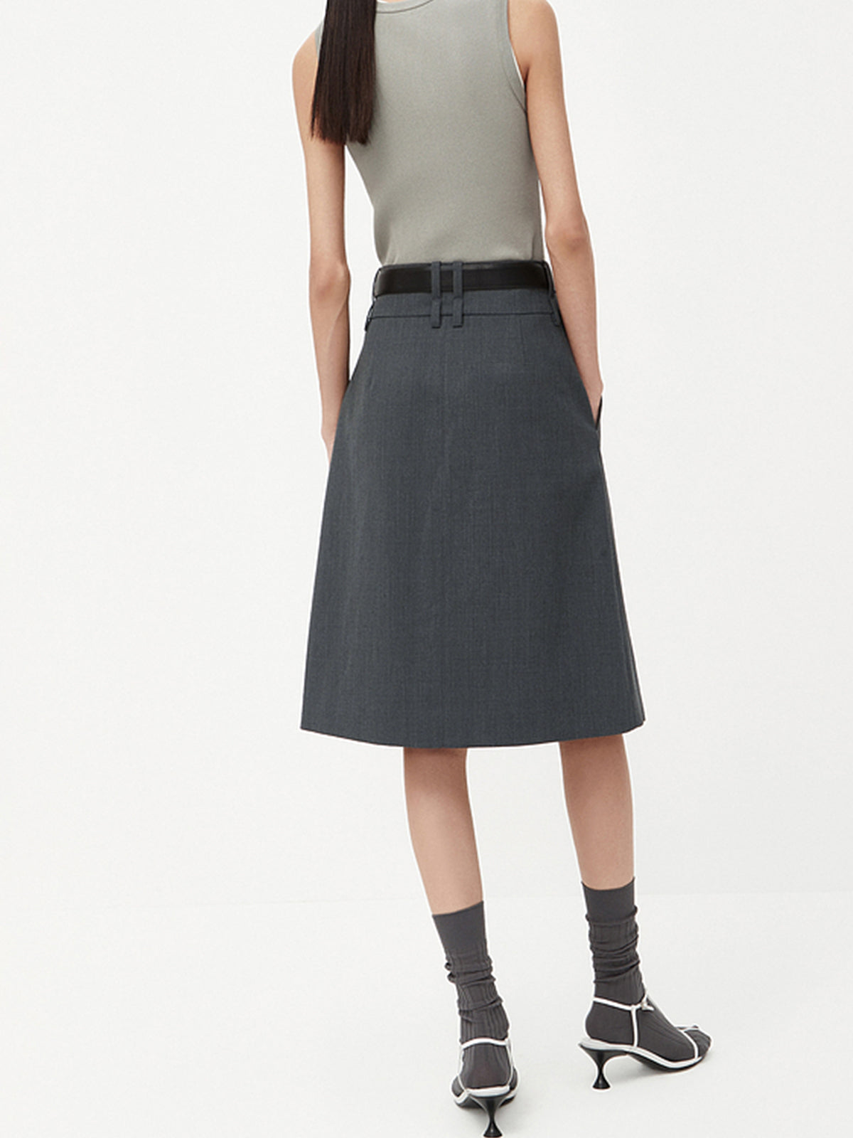 Minimlism Unbelted Graceful Midi Skirt