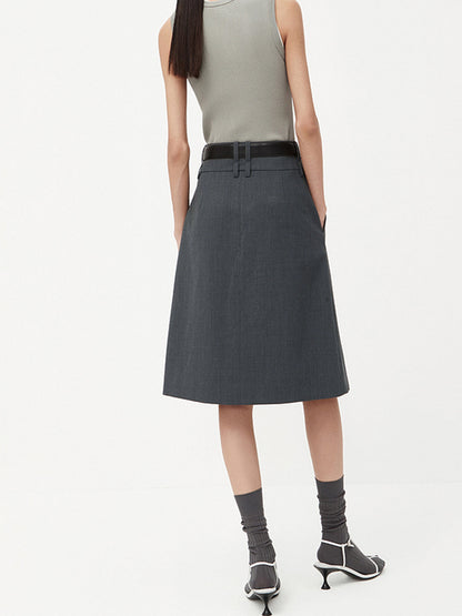 Minimlism Unbelted Graceful Midi Skirt