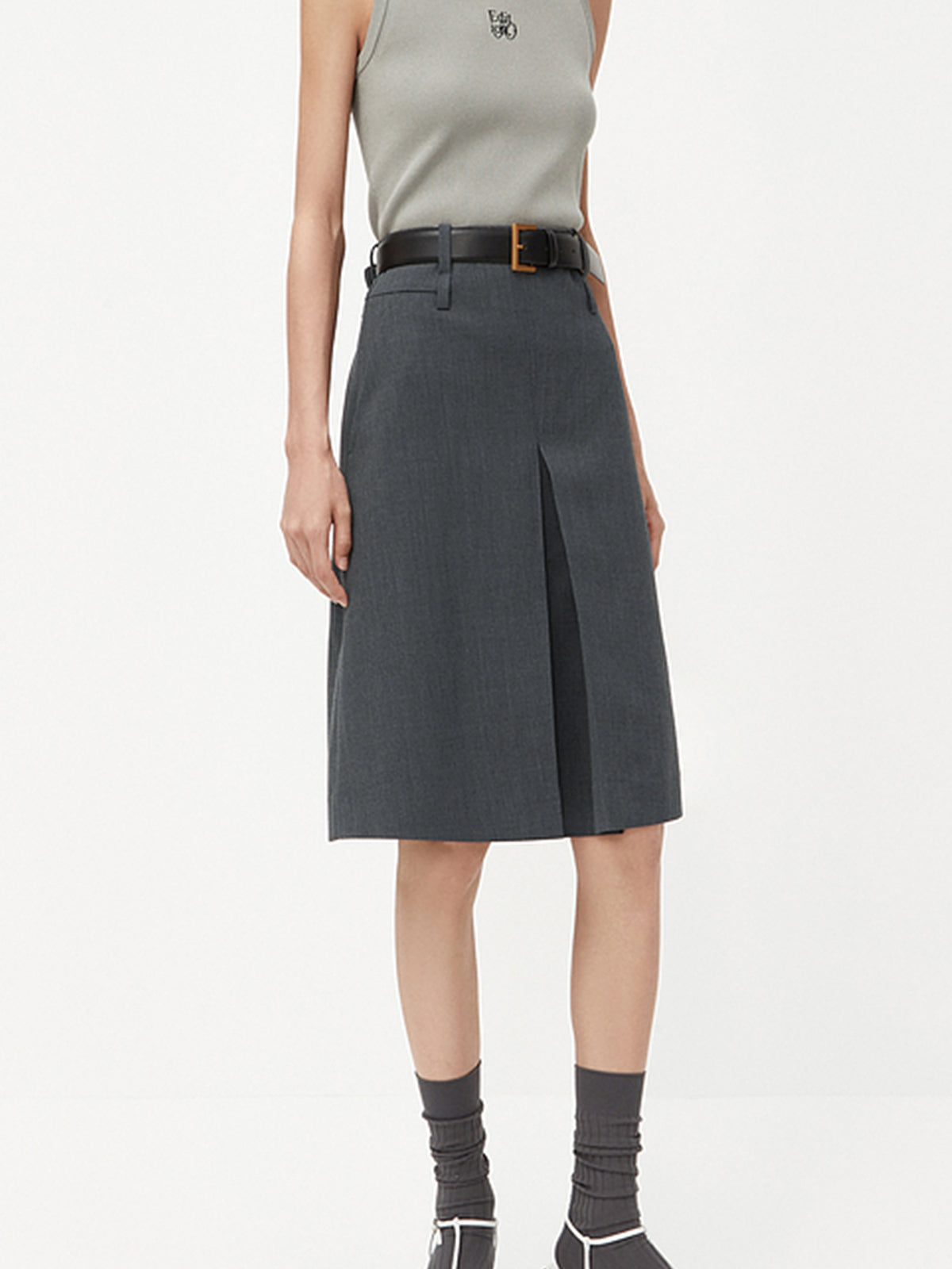 Minimlism Unbelted Graceful Midi Skirt