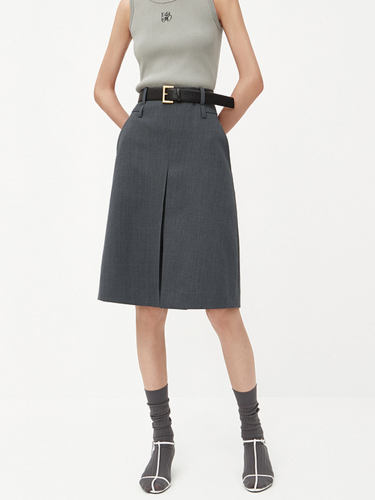 Minimlism Unbelted Graceful Midi Skirt