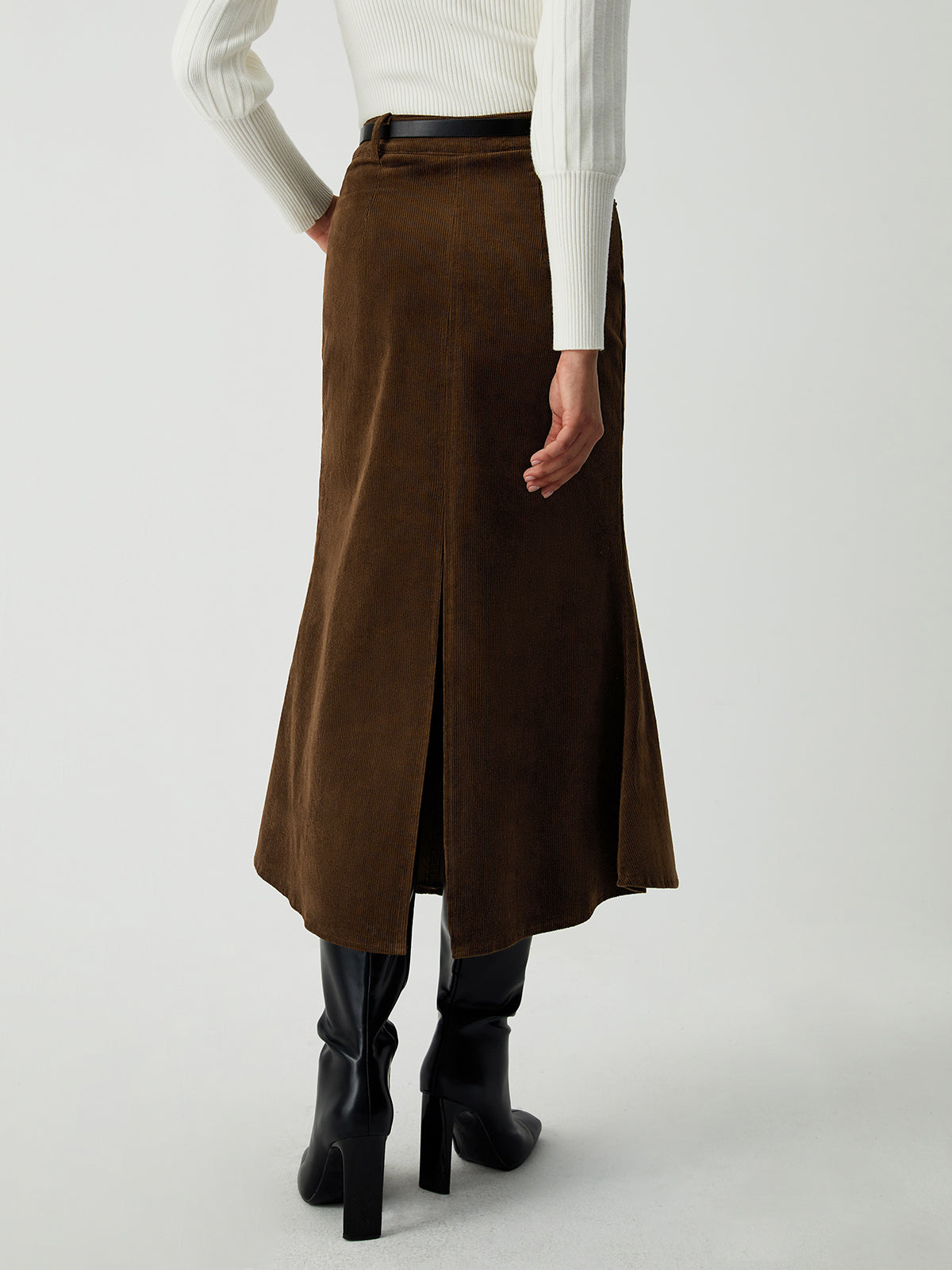 Maple Corduroy Graceful Midi Skirt