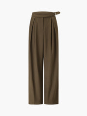 Business Casual Belted Trendy Straight Leg Dress Pants Pants