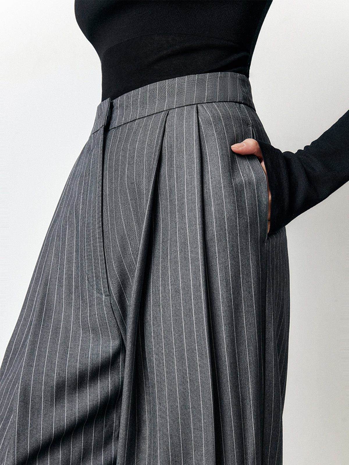 First Choice Pinstripe Trendy Wide Leg Dress Pants