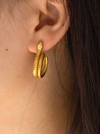 Snake Charming Shape Earrings Gold / One Size Earrings