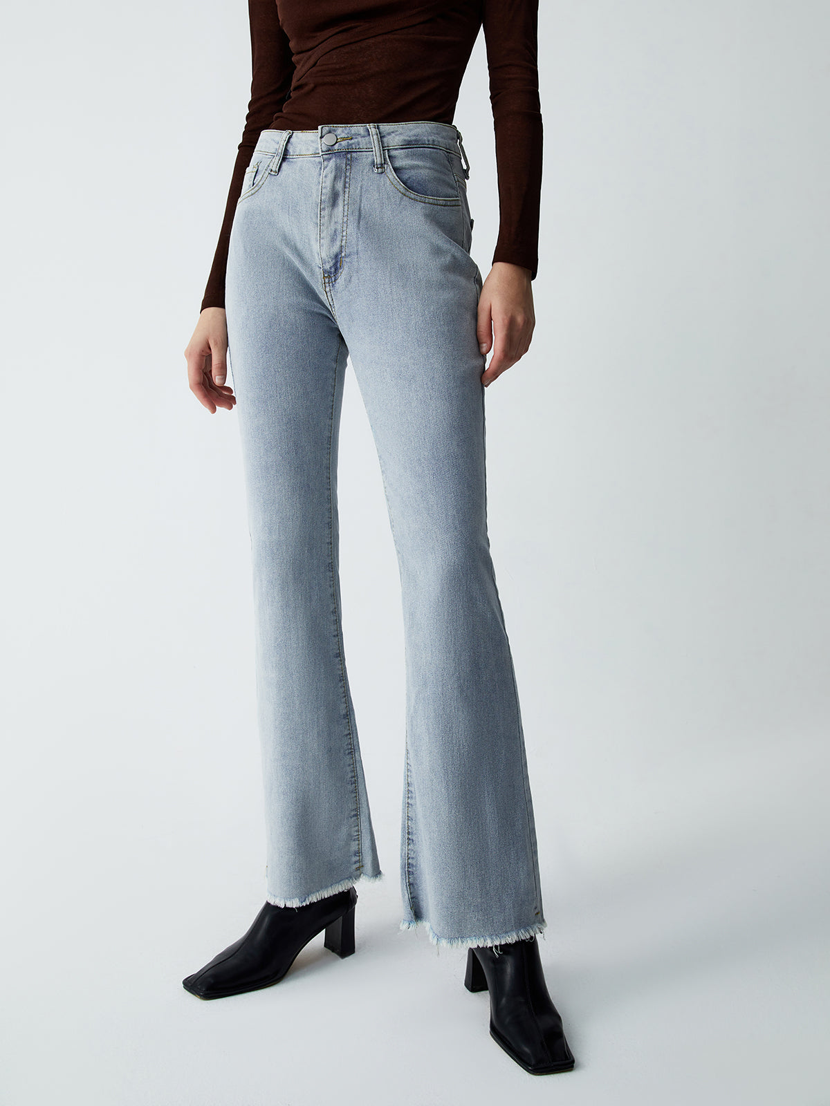 High Waist Graceful Denim Flare Jeans