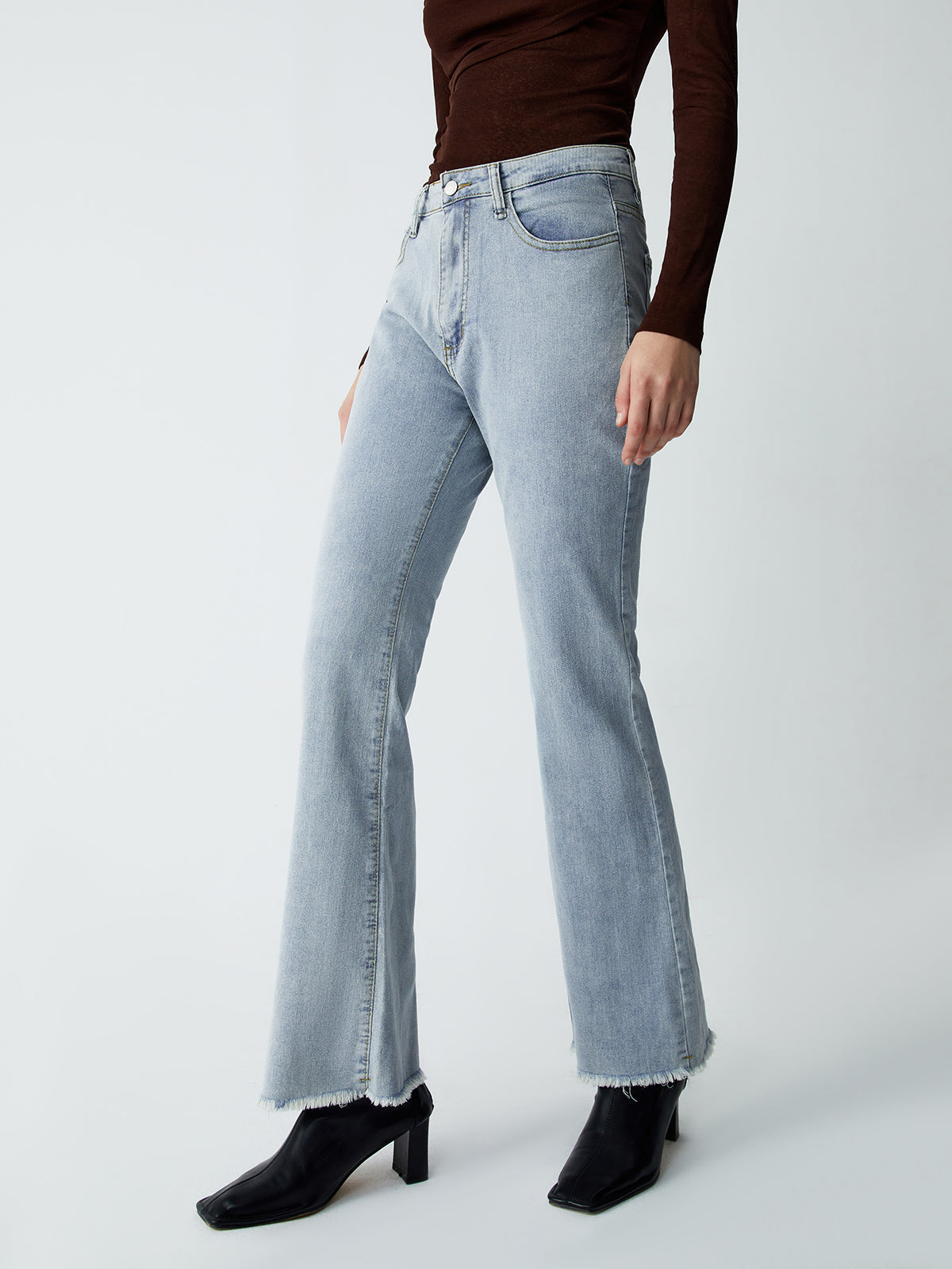 High Waist Graceful Denim Flare Jeans