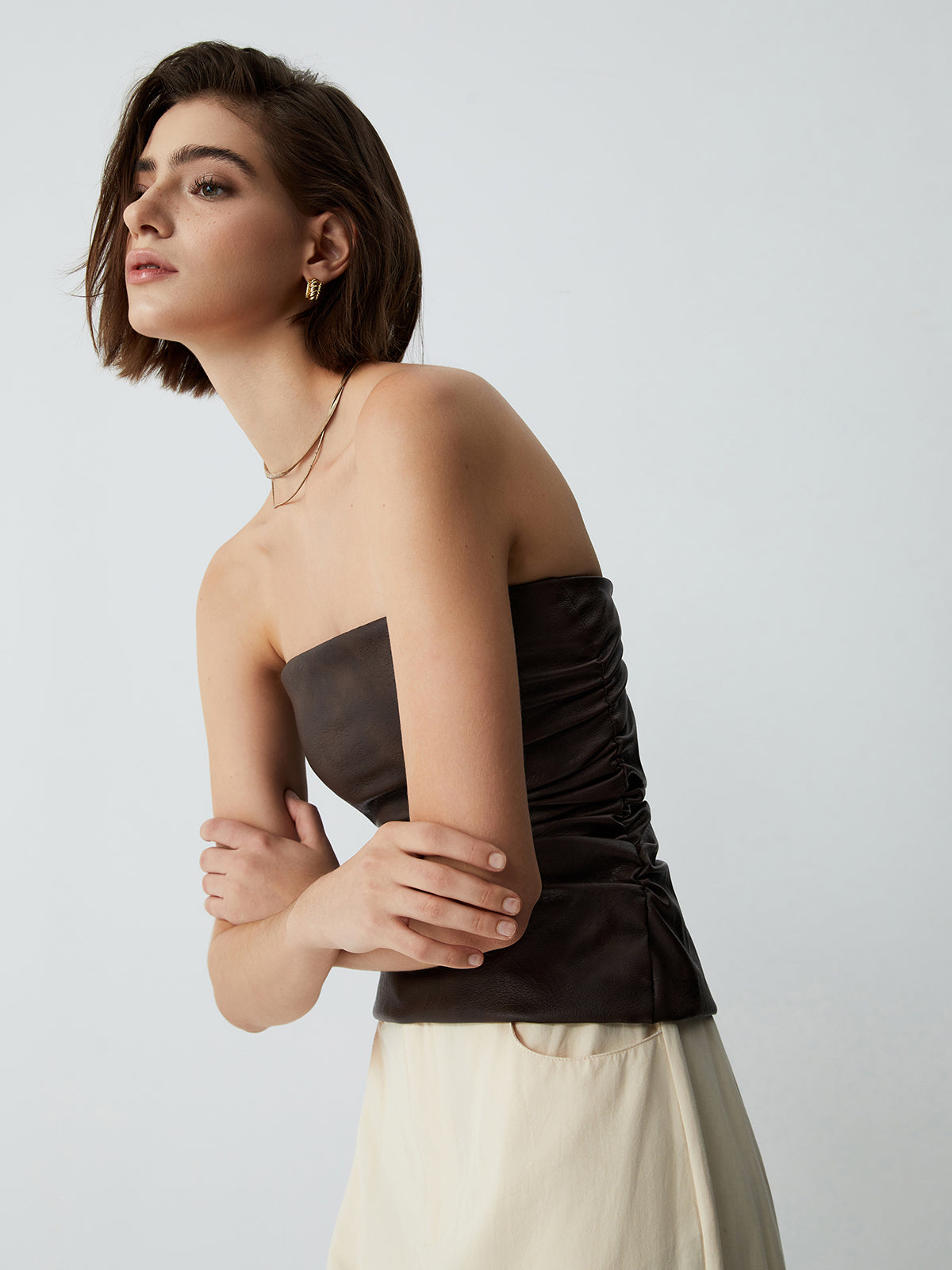 Tube Crop Graceful Leather Top