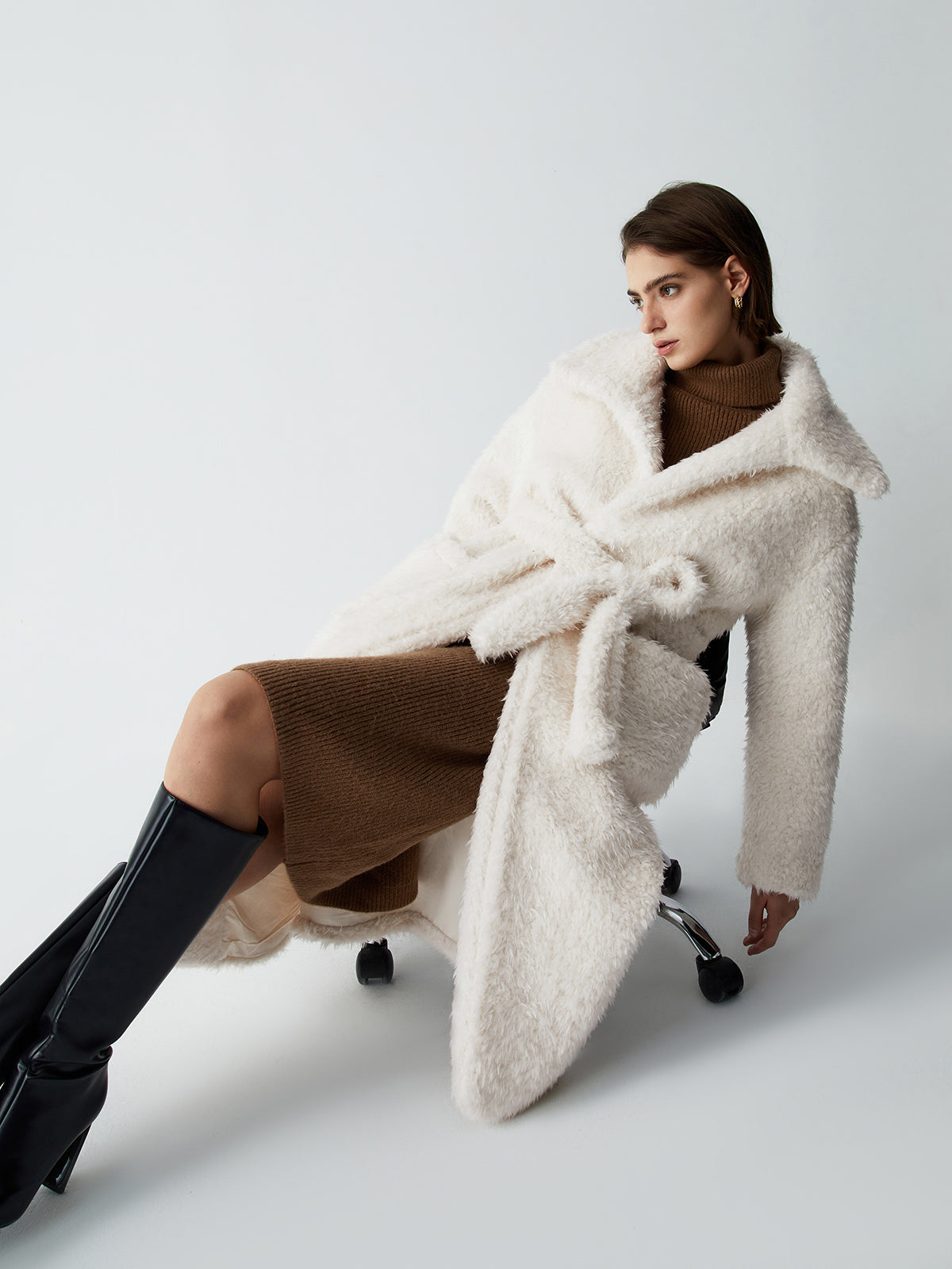Warm Embrace Graceful Furry Trench Coat Fleece Jackets