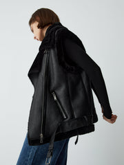 Faux Fur Graceful Leather Vest Vests