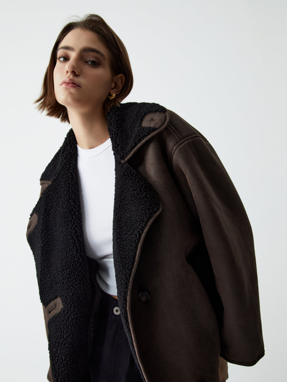 Fleece Lined Shearling Trendy Leather Flight Jacket Fleece Jackets