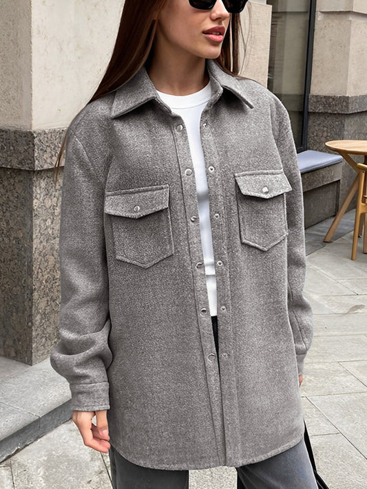 Longline Tie Front Trendy Button Down Jacket