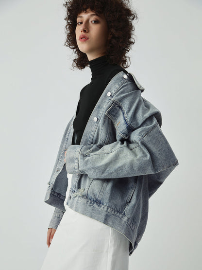 Distressed Detail Graceful Denim Jacket